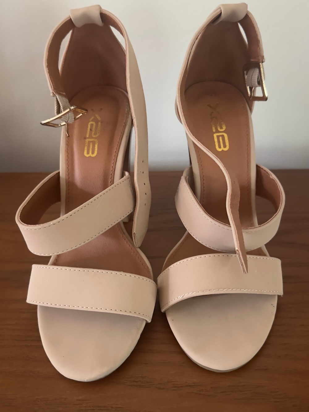 Beige Strappy High Heel Sandals by Unknown Brand